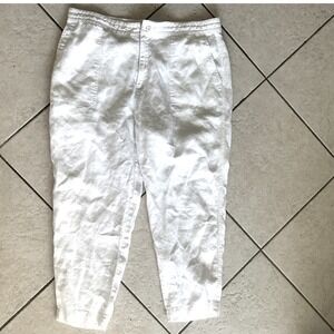 Lauren Ralph Lauren Linen Pants Women 16 White Straight Leg Patch Pocket